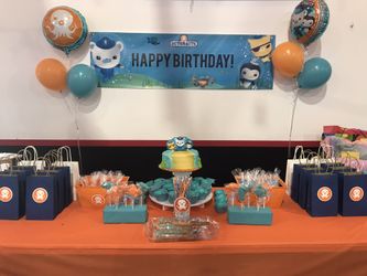 Party decorations, goody bags, chocolates, pretzels and much more