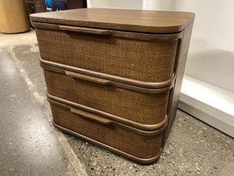 RESTORATION HARDWARE Trieste Nightstand Closed in Brown Oak/Cane