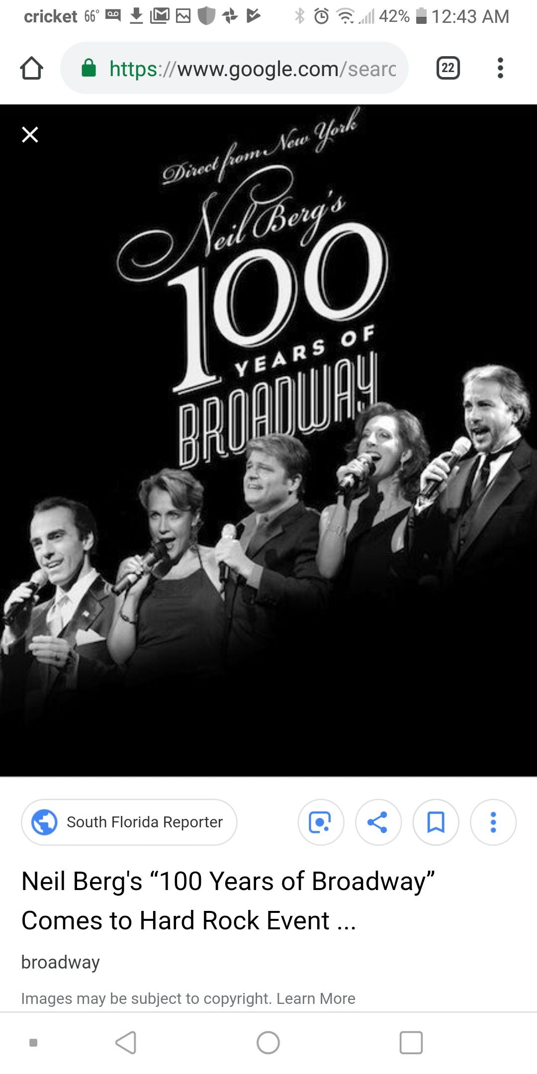 2 Tickets(section D, usually row 1 or 2) to see 100 years on broadway