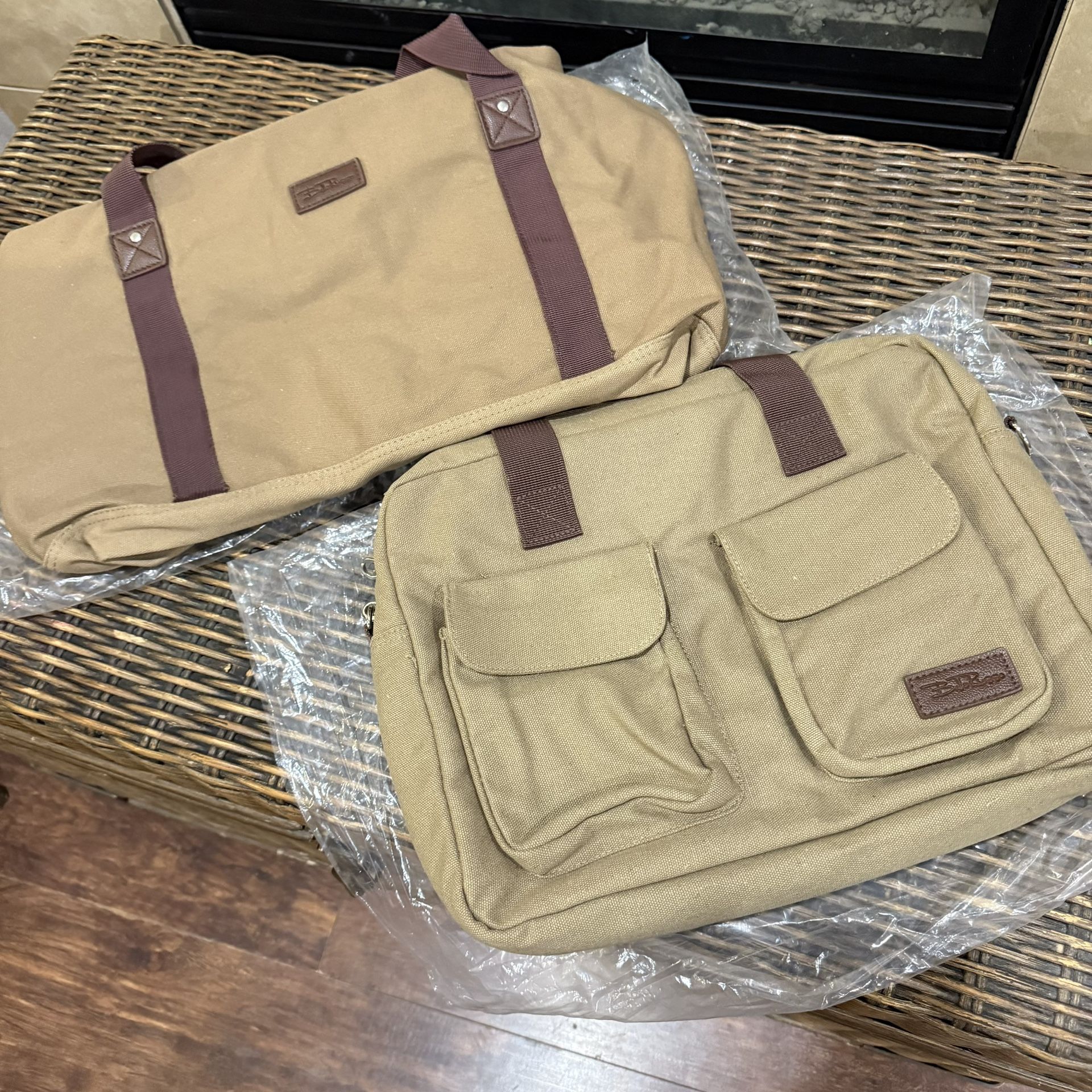 Brand NEW • 2 Piece • Bella Russo Canvas Messenger Bag + Duffle Bag