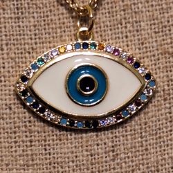 EYE DOUBLE STRAND NECKLACE WITH EARRINGS 