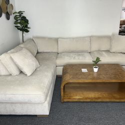 Furniture- 2 Pc Fabric Champagne Sectional- Marlyann 