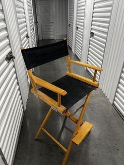 Wooden Director's Chair — Black Canvas