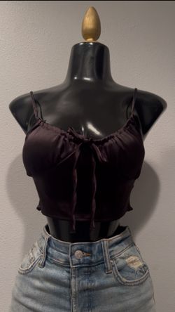 Forever 21 Cropped Silk Top Purple Plum 