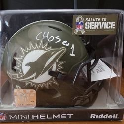 Robbie Chosen Anderson Dolphins SALUTE TO SERVICE autographed Mini Helmet
