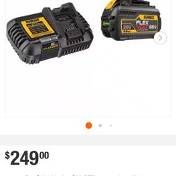 DEWALT FLEXVOLT 20V/60V MAX Lithium-Ion 6.0Ah Battery Pack with 6 Amp Output Charger