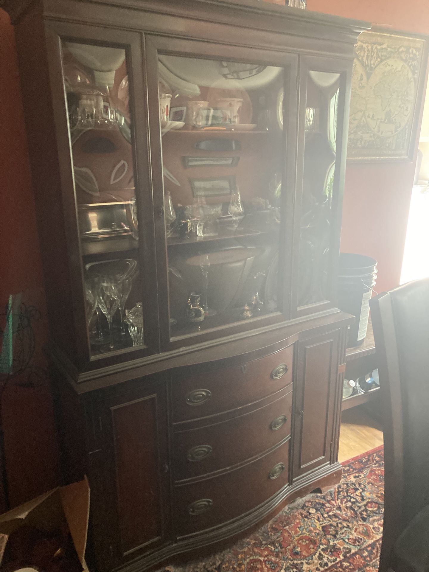 Antique Wood China Cabinet