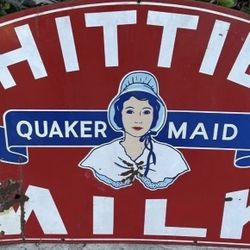 Antique Porcelain Original Milk Whittier la Quaker Maid Sign 