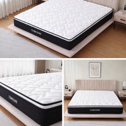 King Mattress, 10 Inch Hybrid Memory Foam Mattress in a Box with Pocket Springs