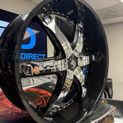 28x10"Diablo Wheels Fury Black with Chrome Insert Rims (A01)