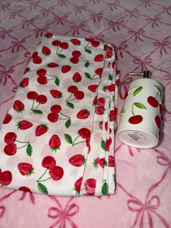 shower curtains and soap dispenser