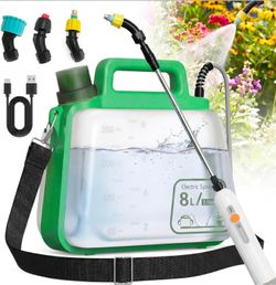 2 Gallon Electric Garden Sprayer, Upgrade Battery Powered Weed Sprayer with 3 Mist Nozzles & 5 Spray Modes,