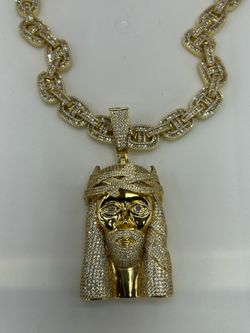 Iced Out Chain with Jesus Pendant