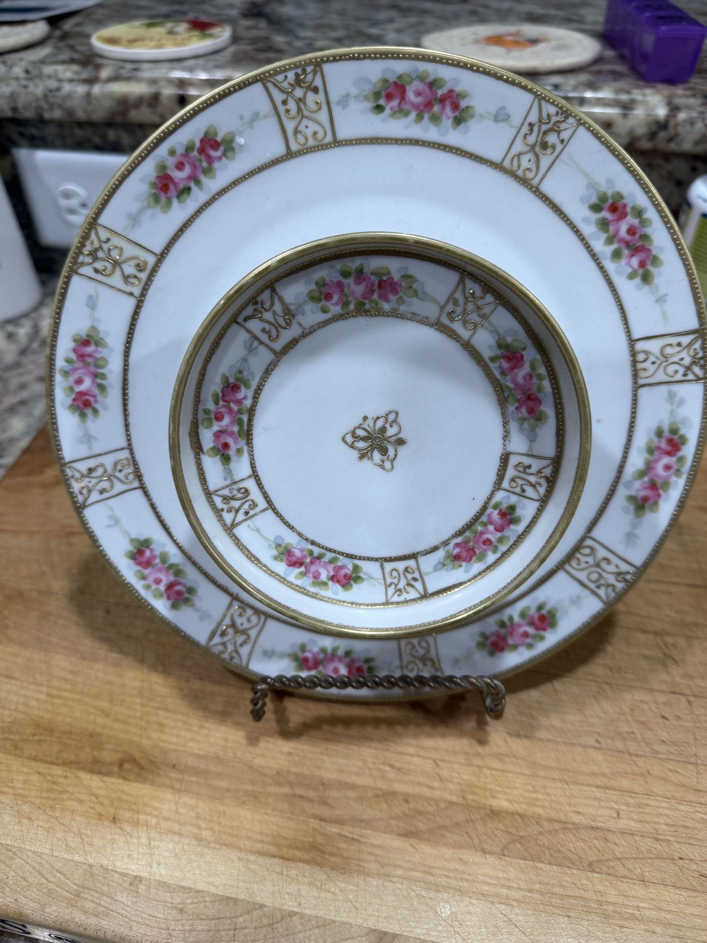 Nippon Hand Painted Two Tier Bowl