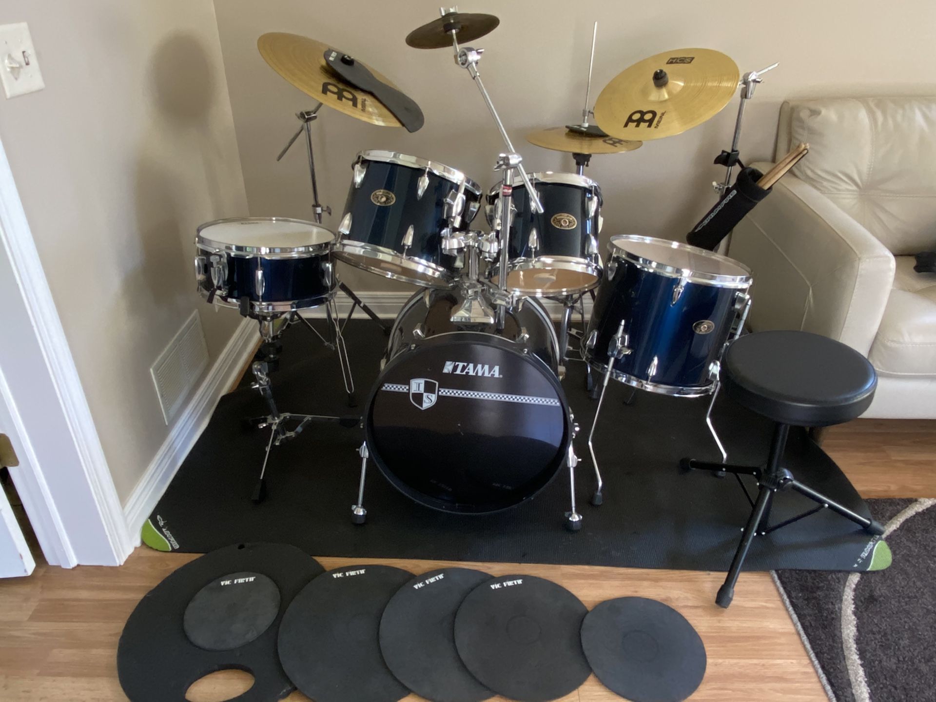 Tama Drum Set with Meinl cymbals / Vic firth silencers