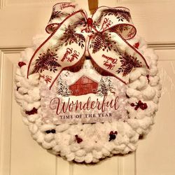 Handmade Christmas Yarn Wreath 
