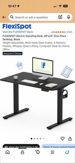 Electric Standing Desk, 40"x24