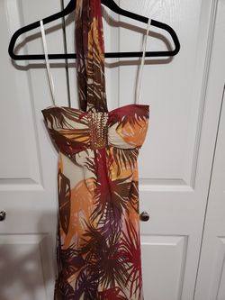 BCBG Cream, Red & Brown Dress