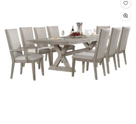 Dining Table Set - Grey Oaks with Extension + 6 chairs