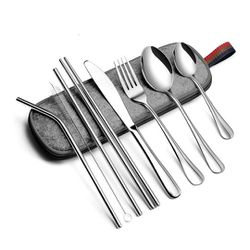 Firm Price! Brand New in a Package 9-Piece Stainless Steel Portable Camping Cutlery Set, Located in El Cajon for Pick Up or Shipping Only! Thumbnail