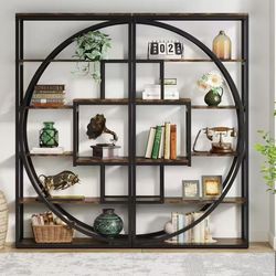 XK00408 set of 2 Bookshelf, Industrial 5-Tier Etagere Bookcase, 70.8" Tall Bookshelf with 8 Storage Shelf, Book Shelf Display Tack Shelving Unit for H