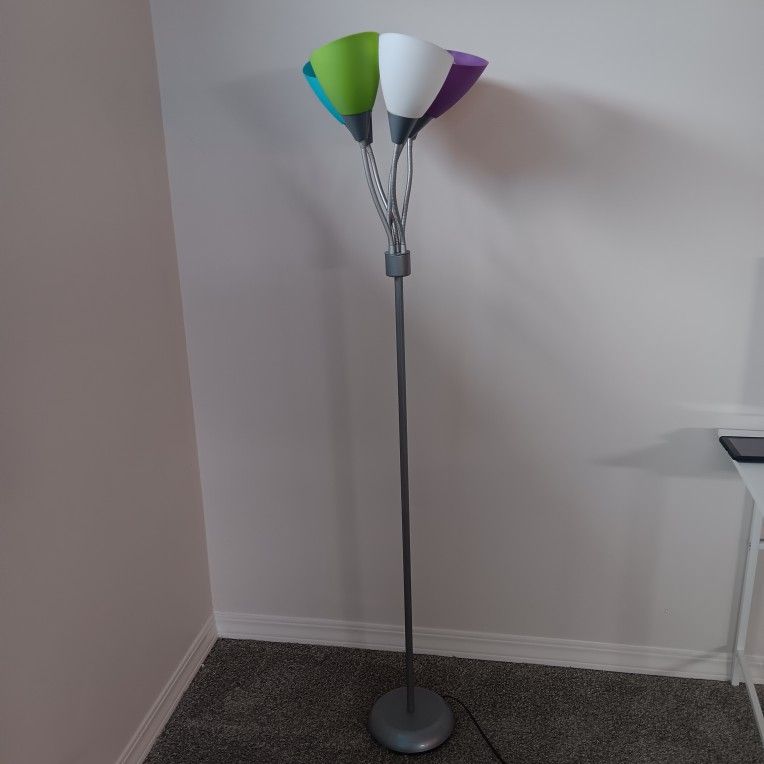 5 Light Floor Lamp with Multicolored Shades Silver Modern Contemporary