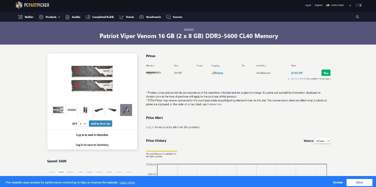 Ddr5 Ram 2x8gb 5600mhz Cl 40