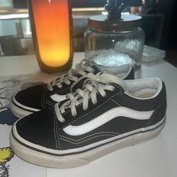 Vans Old Stool Black White Lace Up Skate Sneakers Kid Size 13