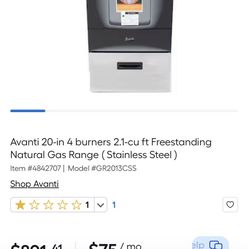 Avanti Gas Range Oven