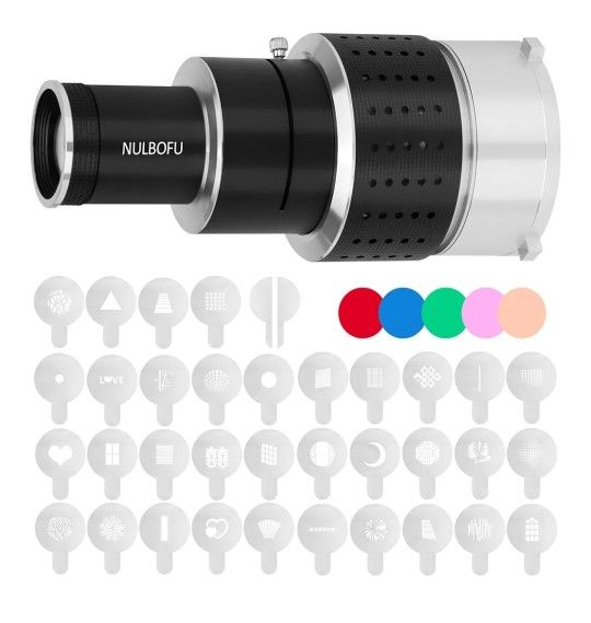 Bowens Mount Spotlight Conical Optical Snoot kit, Photography Studio Lighting Accessory with 34 Gobos & 5 Color Filters Compatible for Aputure Amaran