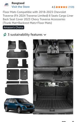 Floor Mats Compatible with 2018-2023 Chevrolet Traverse (Fit 2024 Traverse Limited) 8 Seats Cargo Liner Back Seat Cover 2023 Chevy Traverse Accessorie