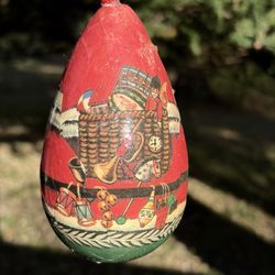 vintage santa claus paper mache ornament egg shaped old world decoupage