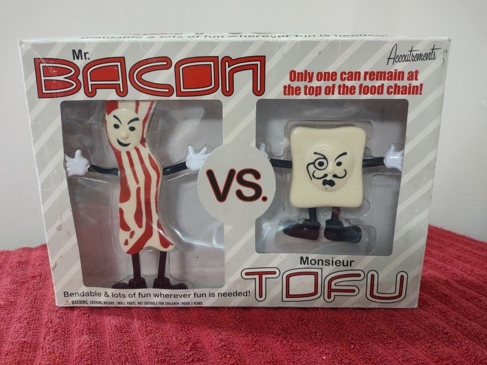 Accoutrements Mr. Bacon Vs. Monsieur Tofu Bendable Action Figure Set New in Box