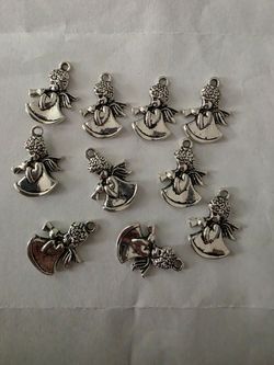 Silver Angel Charms Set of 10