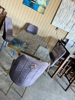 Marble Top Dining Table with 4 Chairs