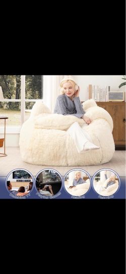 Cat Bean Bag Chair for Adults, Giant Faux Fur BeanBag Floor Sofa