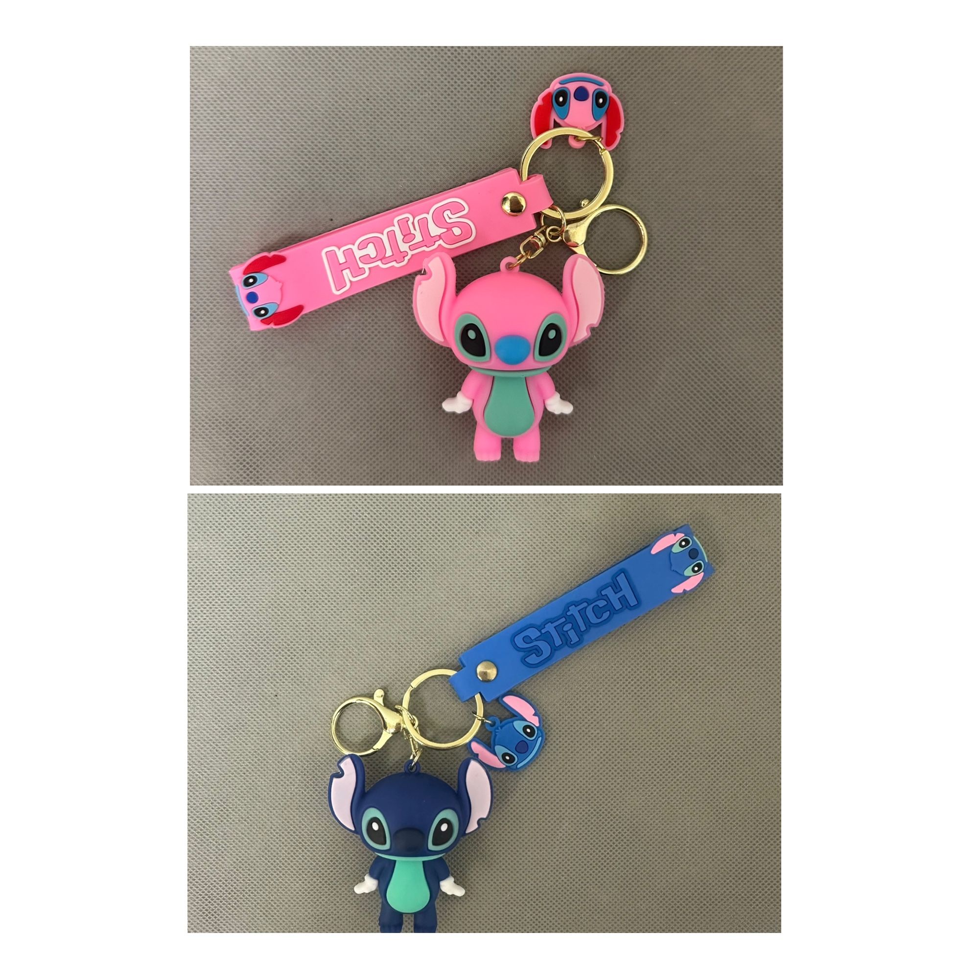 Stitch Keychain, Pink Or Blue, New