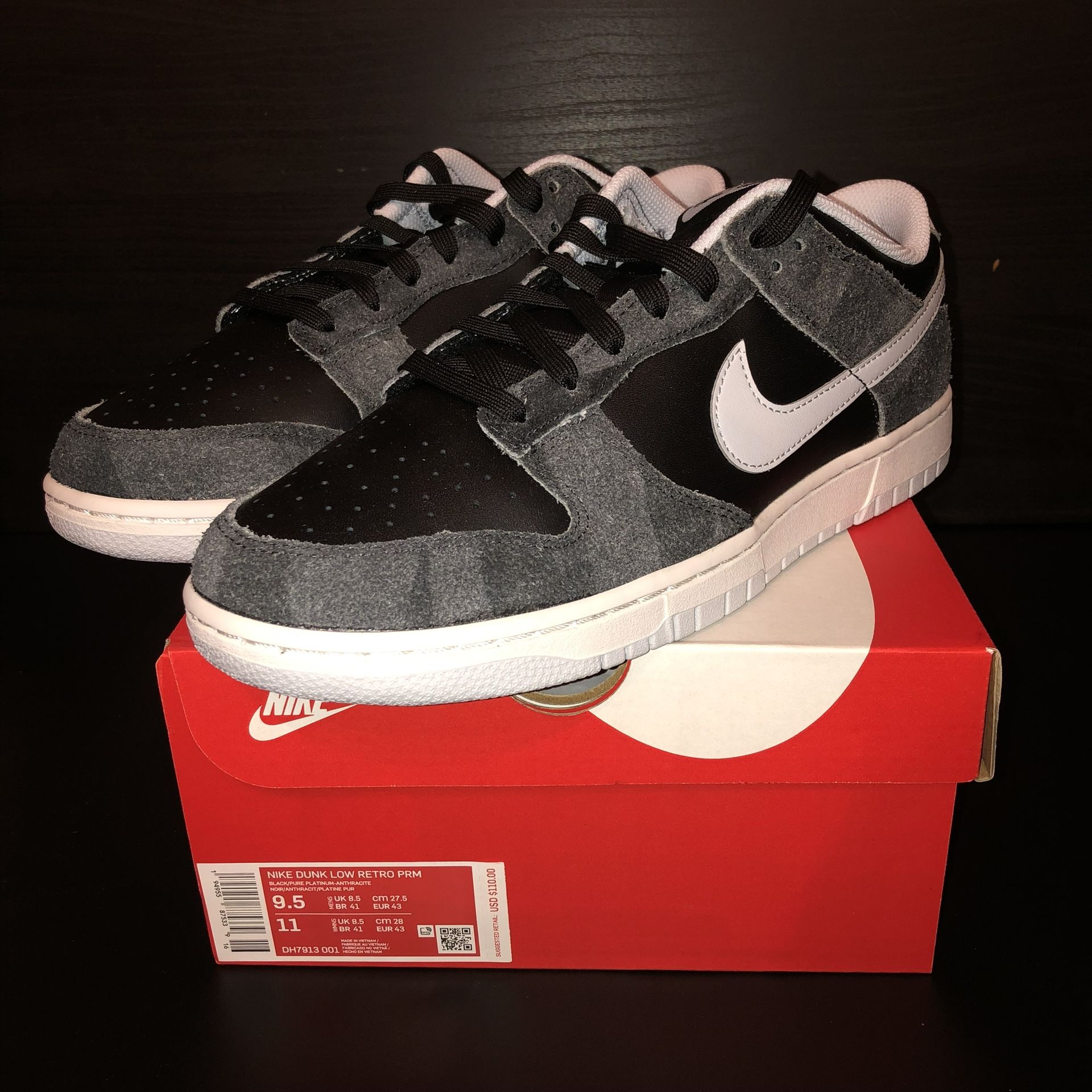 Nike Dunk Low Retro PRM Animal Pack Zebra Men's Size 9.5 (women's 11)