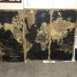 Wooden World Map Decor