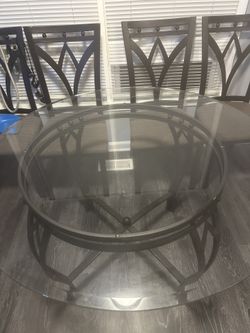 Make An Offer: Round Glass Dining Table With 4 Chairs