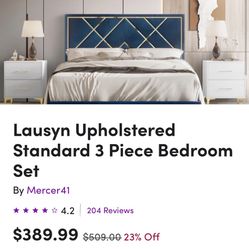 3 Piece Navy Blue Queen Bedroom Set 
