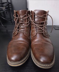 Brown Leather-Look & Suede-Style Vintage Lace-Up Cap Toe Ankle Boots 9.5 Men 11 Women