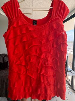 Rafaella Red Ruffle Sleeveless Top