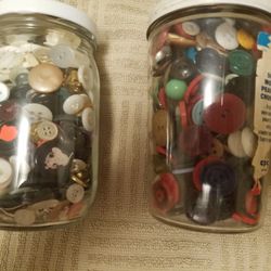 2 Jars Assorted Vintage Buttons
