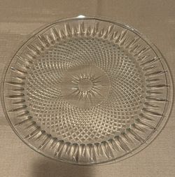 Clear Glass Diamond Pattern Round Platter