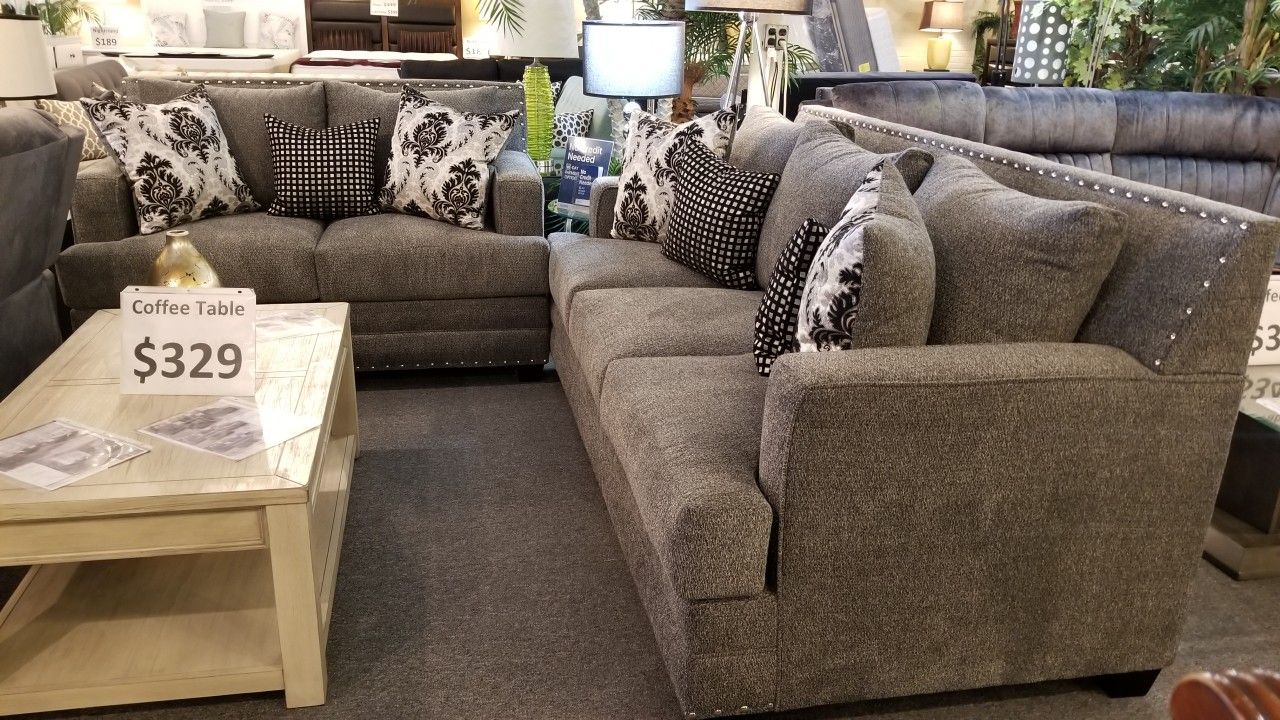 Brand New Gray Linen Sofa + Loveseat 2PCs Set
