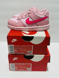 DS Nike Dunk Low Triple Pink Sizes 8c & 9c
