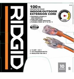100 ft. 10/3 Heavy Duty Indoor/Outdoor SJTW Extension Cord with Lighted End, Orange/Grey