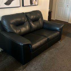 Black Leather Loveseat 