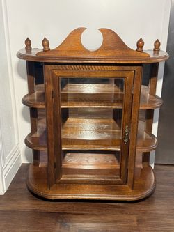 Small Wood Curio Display Cabinet with Glass Door